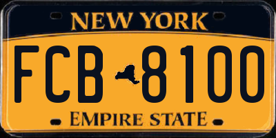 NY license plate FCB8100