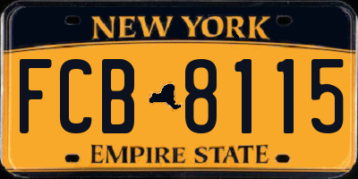 NY license plate FCB8115