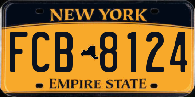 NY license plate FCB8124
