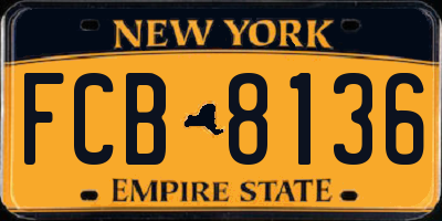 NY license plate FCB8136