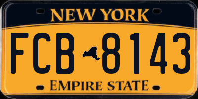 NY license plate FCB8143