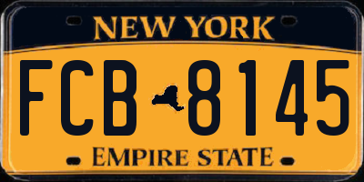 NY license plate FCB8145