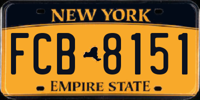 NY license plate FCB8151
