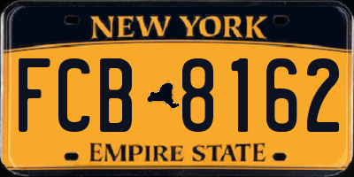 NY license plate FCB8162