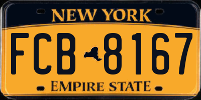 NY license plate FCB8167