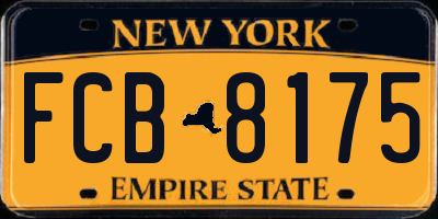 NY license plate FCB8175