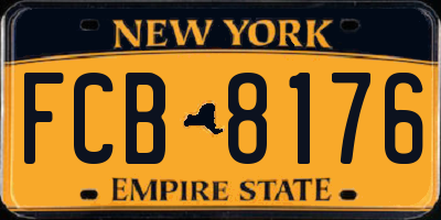 NY license plate FCB8176