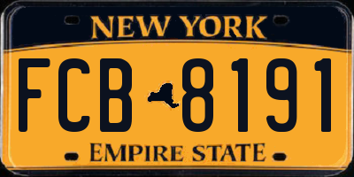 NY license plate FCB8191