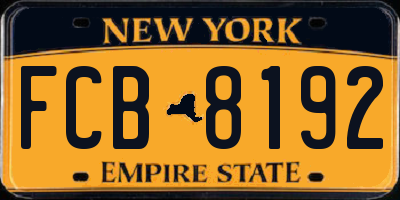 NY license plate FCB8192