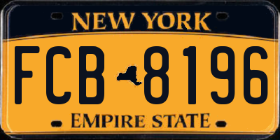 NY license plate FCB8196