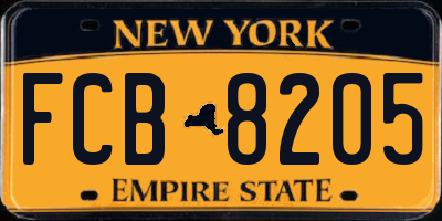 NY license plate FCB8205