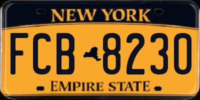NY license plate FCB8230