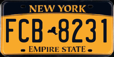NY license plate FCB8231