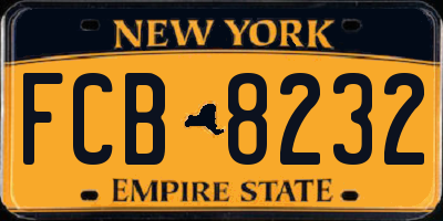 NY license plate FCB8232