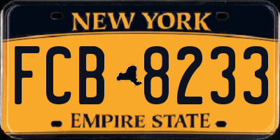 NY license plate FCB8233