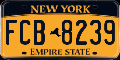 NY license plate FCB8239