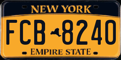 NY license plate FCB8240