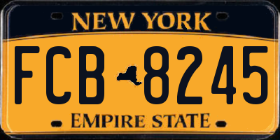 NY license plate FCB8245