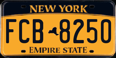 NY license plate FCB8250