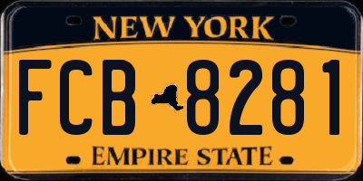 NY license plate FCB8281