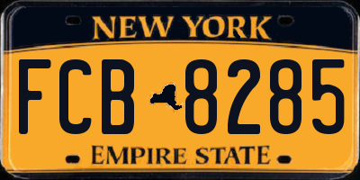 NY license plate FCB8285