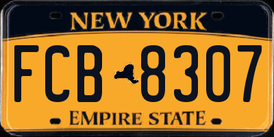 NY license plate FCB8307