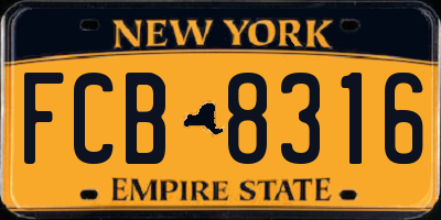 NY license plate FCB8316