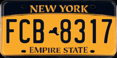 NY license plate FCB8317