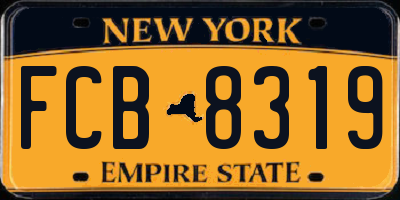 NY license plate FCB8319