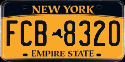 NY license plate FCB8320