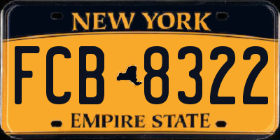 NY license plate FCB8322