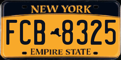 NY license plate FCB8325