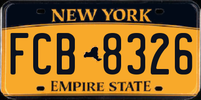 NY license plate FCB8326