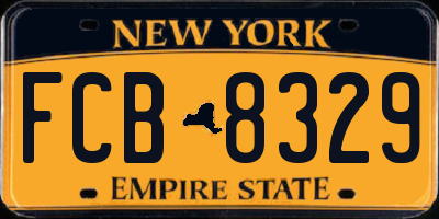 NY license plate FCB8329