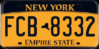 NY license plate FCB8332
