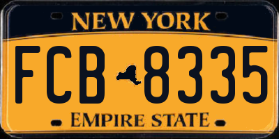 NY license plate FCB8335