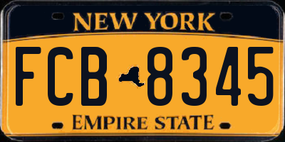 NY license plate FCB8345