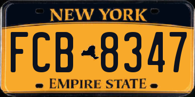 NY license plate FCB8347