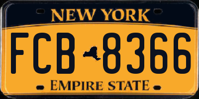 NY license plate FCB8366