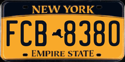NY license plate FCB8380
