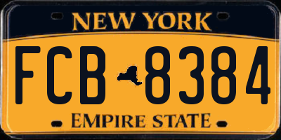 NY license plate FCB8384