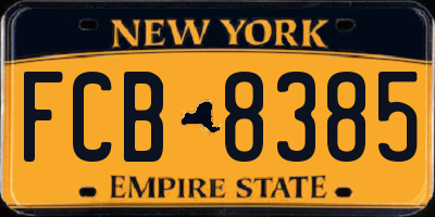 NY license plate FCB8385
