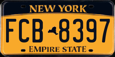NY license plate FCB8397
