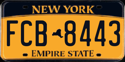 NY license plate FCB8443