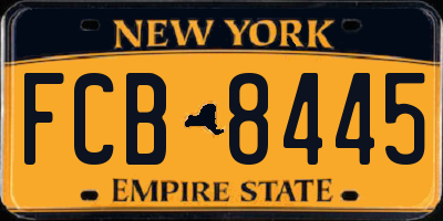 NY license plate FCB8445