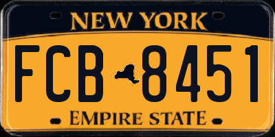 NY license plate FCB8451