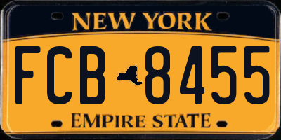 NY license plate FCB8455