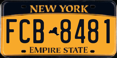 NY license plate FCB8481
