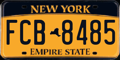 NY license plate FCB8485