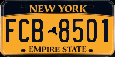 NY license plate FCB8501